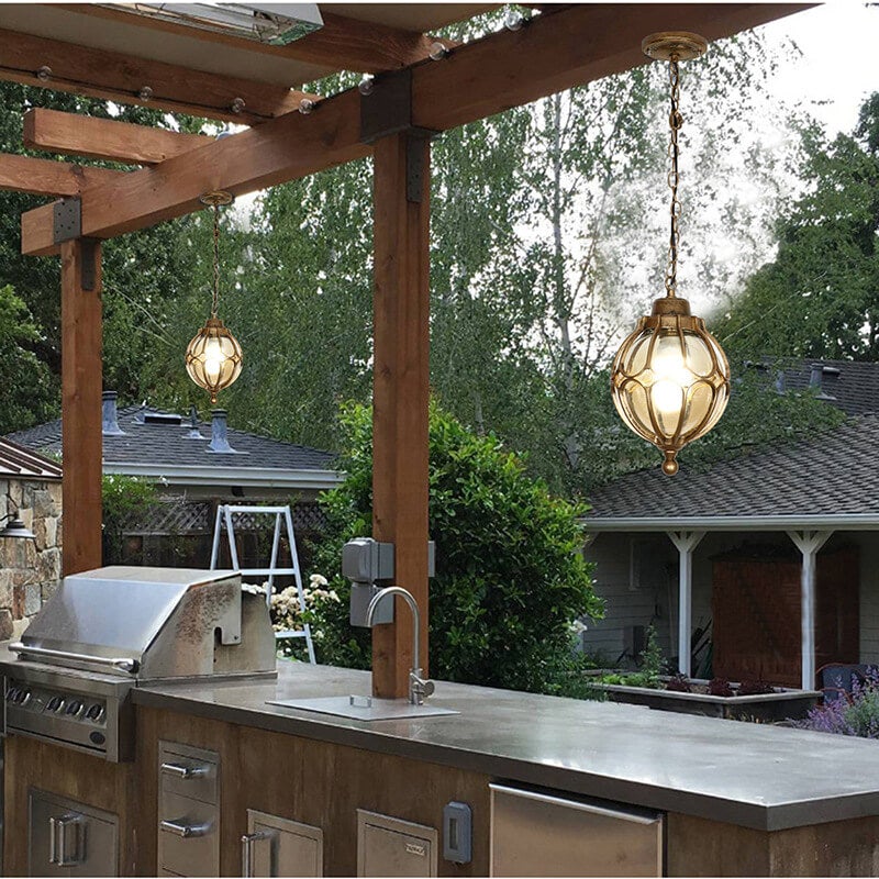 Stylish European Retro Spherical 1-Light Outdoor Waterproof Pendant Light