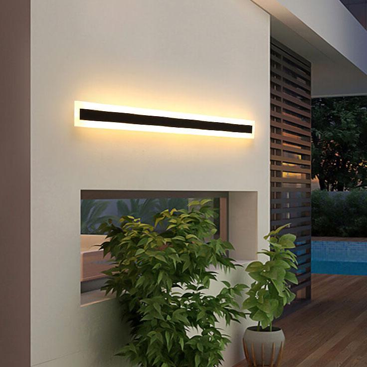 Sleek Elongated Bar 1-Light LED Outdoor Wall Light – Waterproof Acrylic Fixture