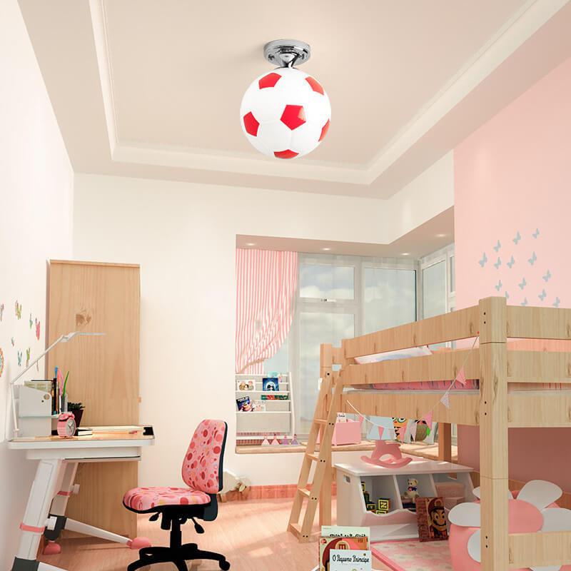 Creative Basketball & Soccer Glass 1-Light Semi-Flush Mount Ceiling Light