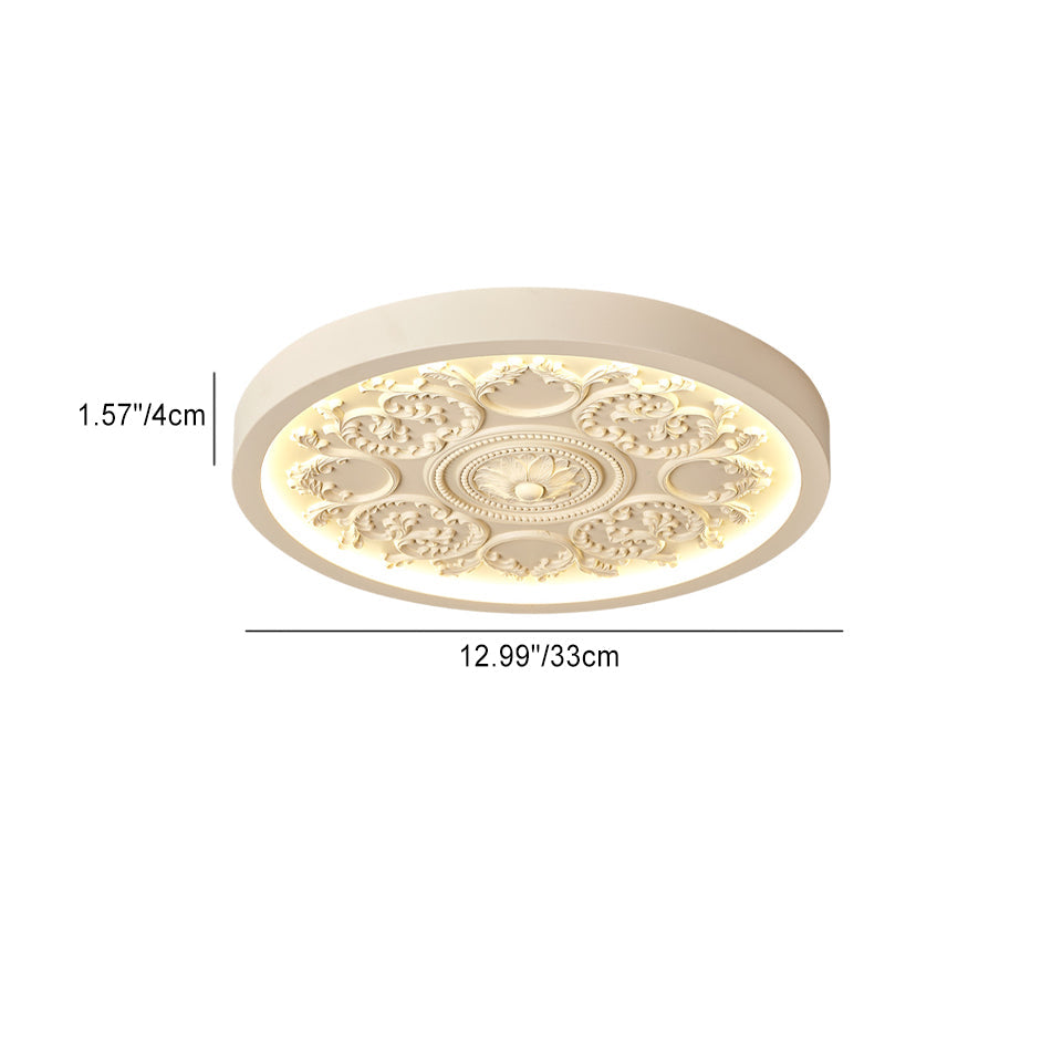 Modern Minimalist Carved Iron, Resin & Acrylic LED Flush Mount Ceiling Light for Bedroom