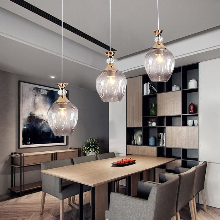 Nordic Gradient Glass Orb Three-Light Island Chandelier