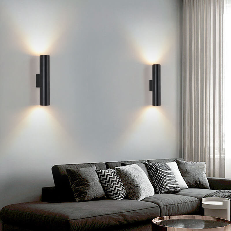 Sleek Aluminum 2-Light Cylindrical Wall Sconce Lamp