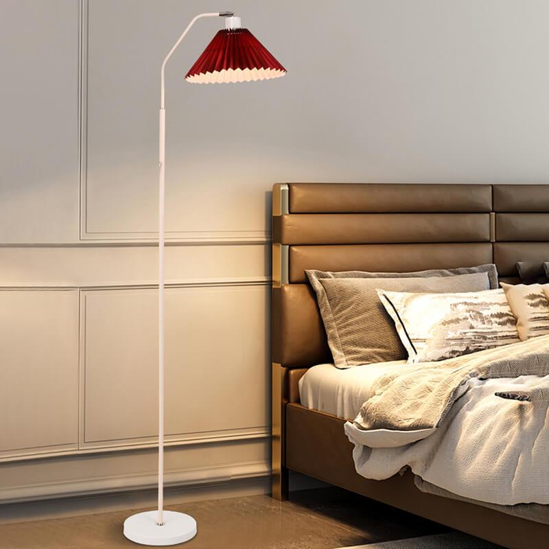 Elegant Minimalist Floor Lamp with Pleated Fabric Shade - 1-Light