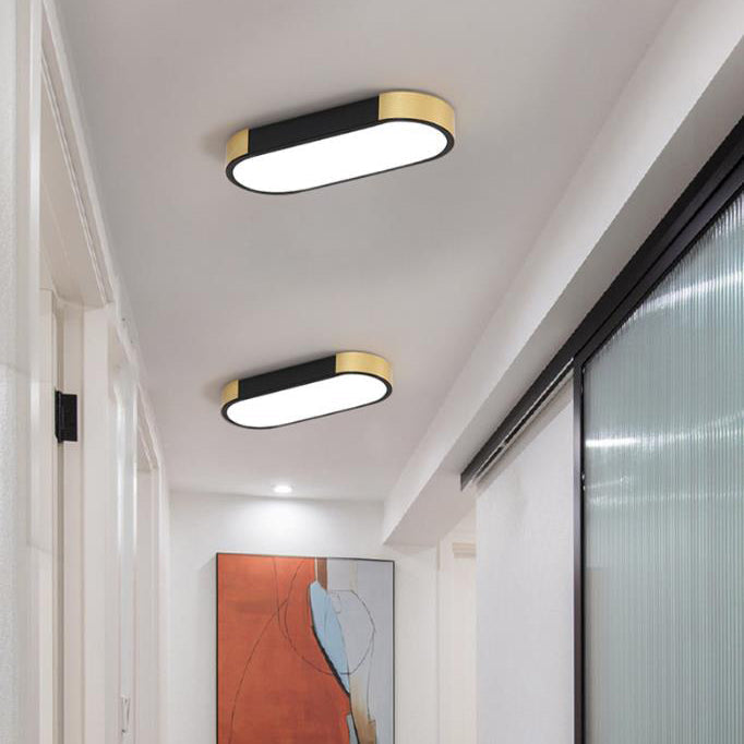 Sleek Modern Minimalist Rectangular Ring LED Flush-Mount Ceiling Light