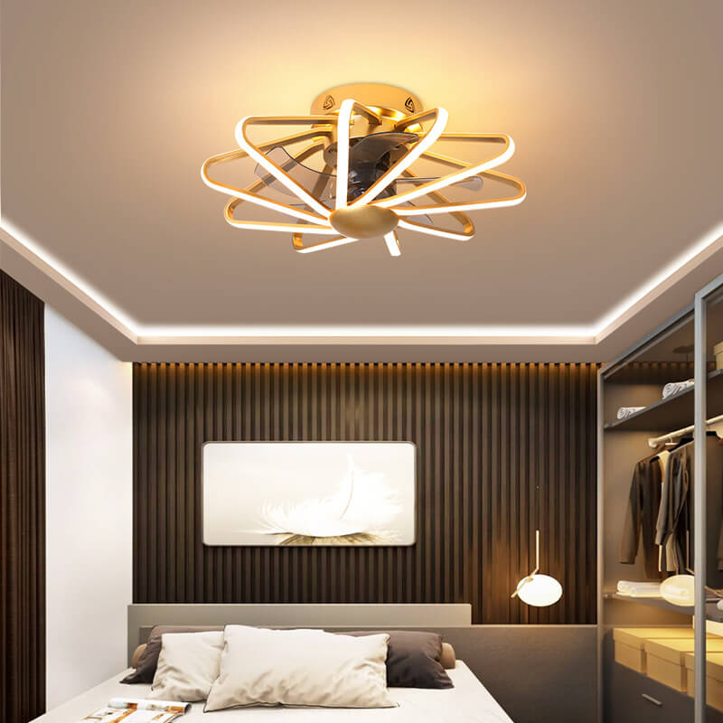 Nordic Cage-Style LED Ceiling Fan Light, Semi-Flush Mount Fixture