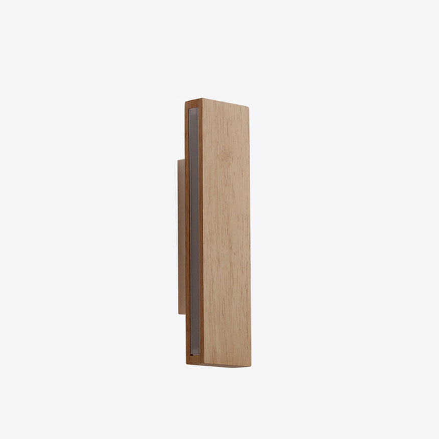 Japanese Minimalist Log-Style Rectangular LED Wall Sconce Lamp with Rotatable Flat Panel