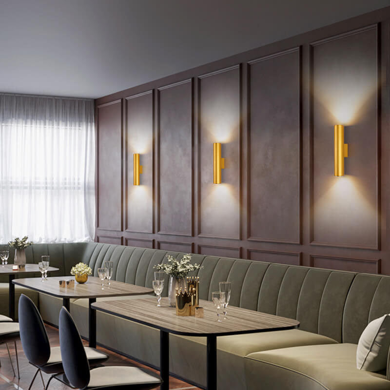 Sleek Aluminum 2-Light Cylindrical Wall Sconce Lamp