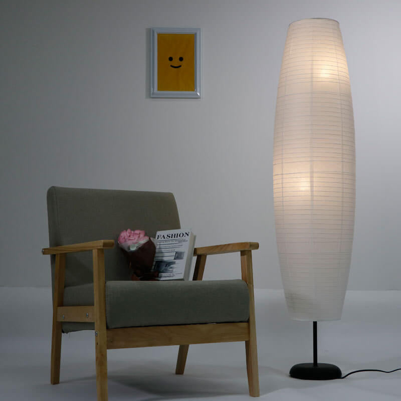 Nordic Minimalist Rice Paper Column Floor Lamp, 2-Light Standing Lamp