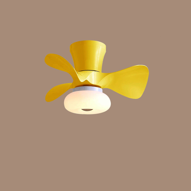 Nordic Macaron Metal LED Ceiling Fan Light – Semi-Flush Mount, Modern Scandinavian Design