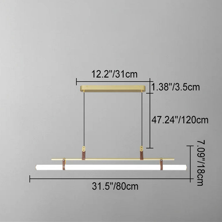 Sleek Nordic Minimalist Long Leather-Strip LED Island Light Chandelier