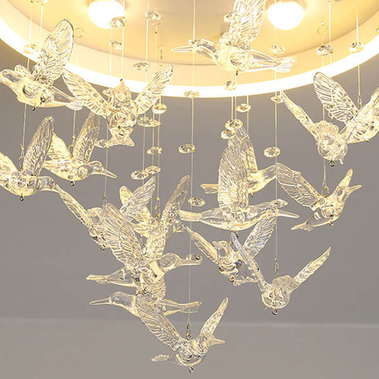 Modern Creative Cartoon Round Bird LED Flush Mount Ceiling Light - Hanging Pendant Style