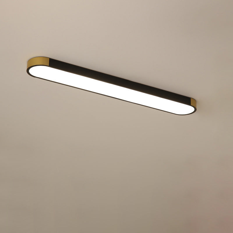 Sleek Modern Minimalist Rectangular Ring LED Flush-Mount Ceiling Light