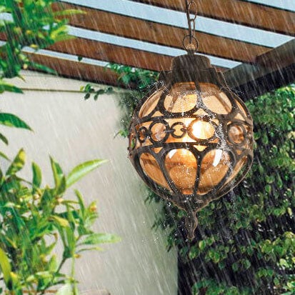 Retro Industrial Globe Pendant Light - 1-Light Outdoor Waterproof Fixture