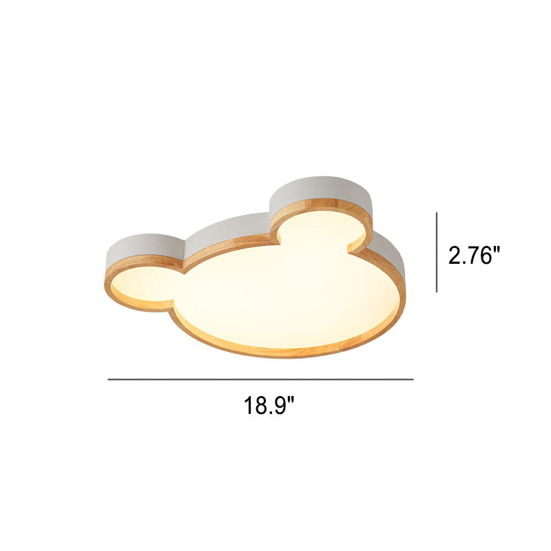 Nordic Wood Bear-Shaped LED Flush Mount Ceiling Light for Kids
