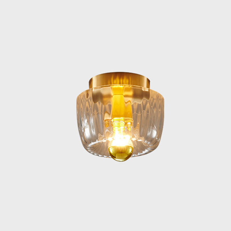 Modern Luxury Full-Copper Sun-Shaped Glass 1-Light Dual-Purpose Flush Mount Light