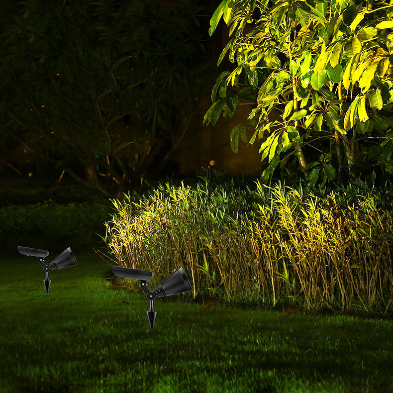 Sleek Modern Solar-Powered Waterproof Conical LED Spotlight — Outdoor Floor Plug Light