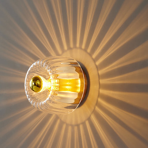 Modern Luxury Full-Copper Sun-Shaped Glass 1-Light Dual-Purpose Flush Mount Light