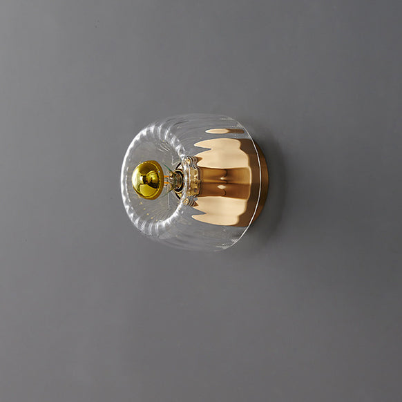 Modern Luxury Full-Copper Sun-Shaped Glass 1-Light Dual-Purpose Flush Mount Light