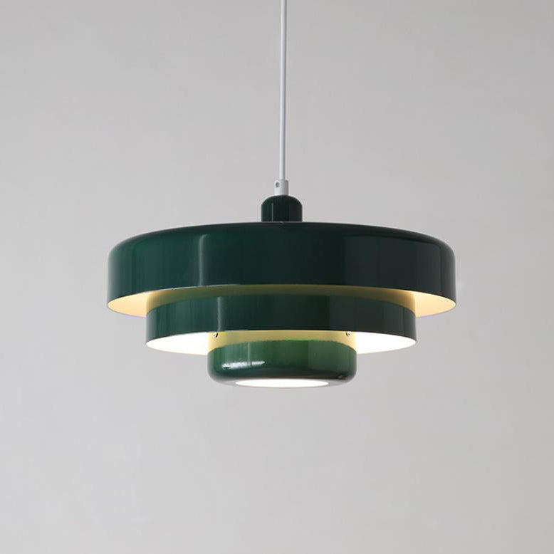Chic Nordic Vintage Multi-Layered Round Metal Pendant Light, 1-Light
