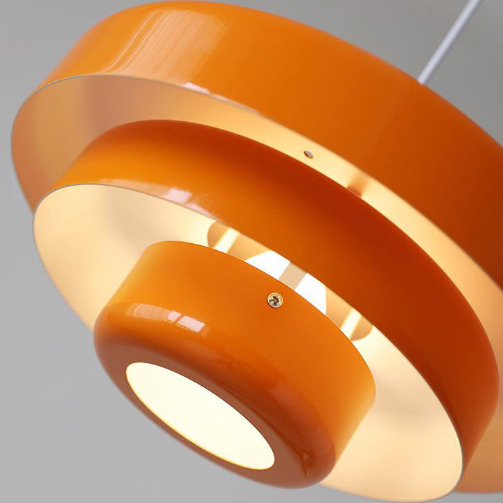 Chic Nordic Vintage Multi-Layered Round Metal Pendant Light, 1-Light