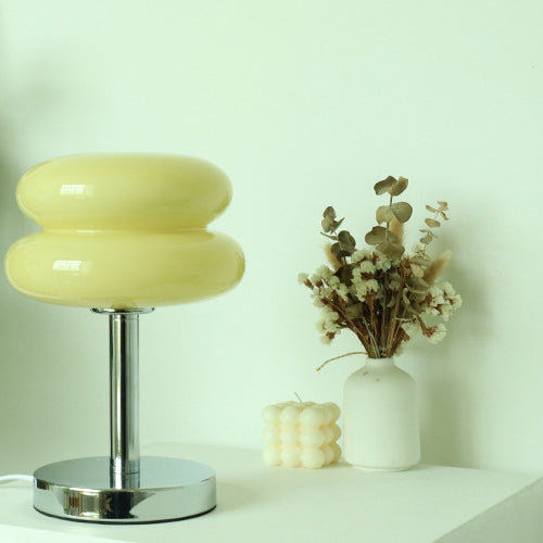 Modern Glass 1-Light Table Lamp with Tart Design