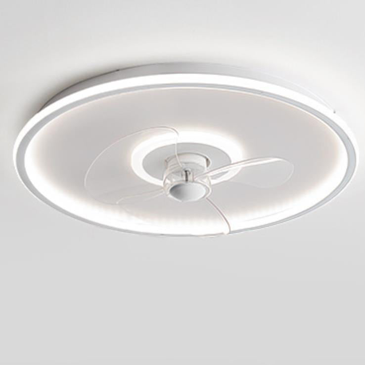 Sleek Modern Acrylic Round LED Flush-Mount Ceiling Fan with Integrated Light