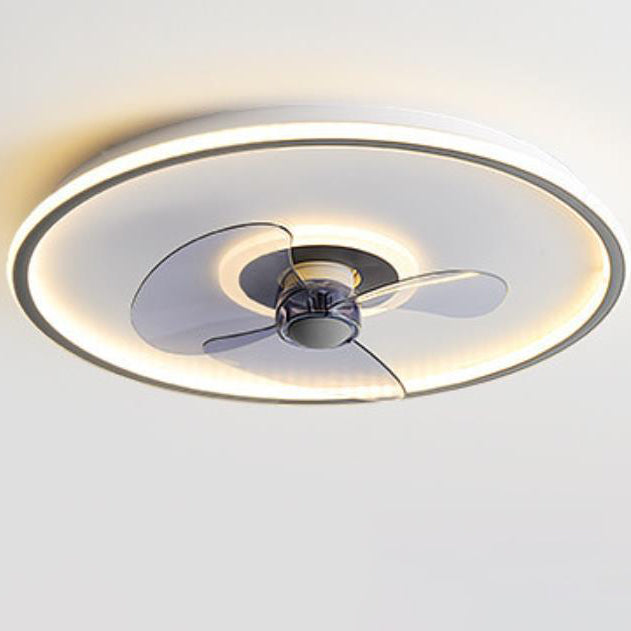 Sleek Modern Acrylic Round LED Flush-Mount Ceiling Fan with Integrated Light