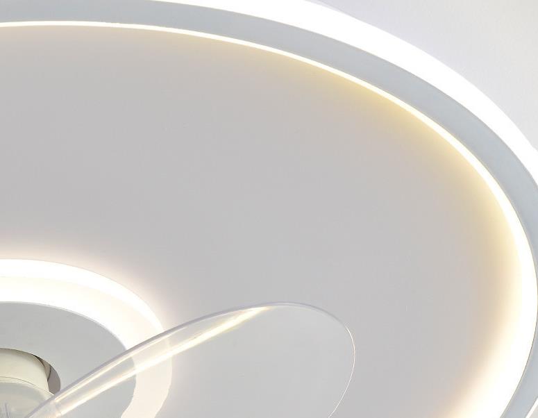 Sleek Modern Acrylic Round LED Flush-Mount Ceiling Fan with Integrated Light