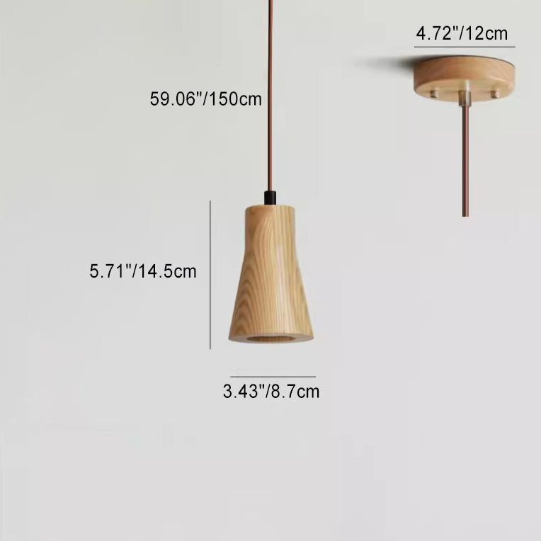 Minimalist Wooden Cylinder Pendant Light - 1-Light, Compact & Stylish
