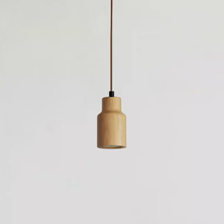 Minimalist Wooden Cylinder Pendant Light - 1-Light, Compact & Stylish