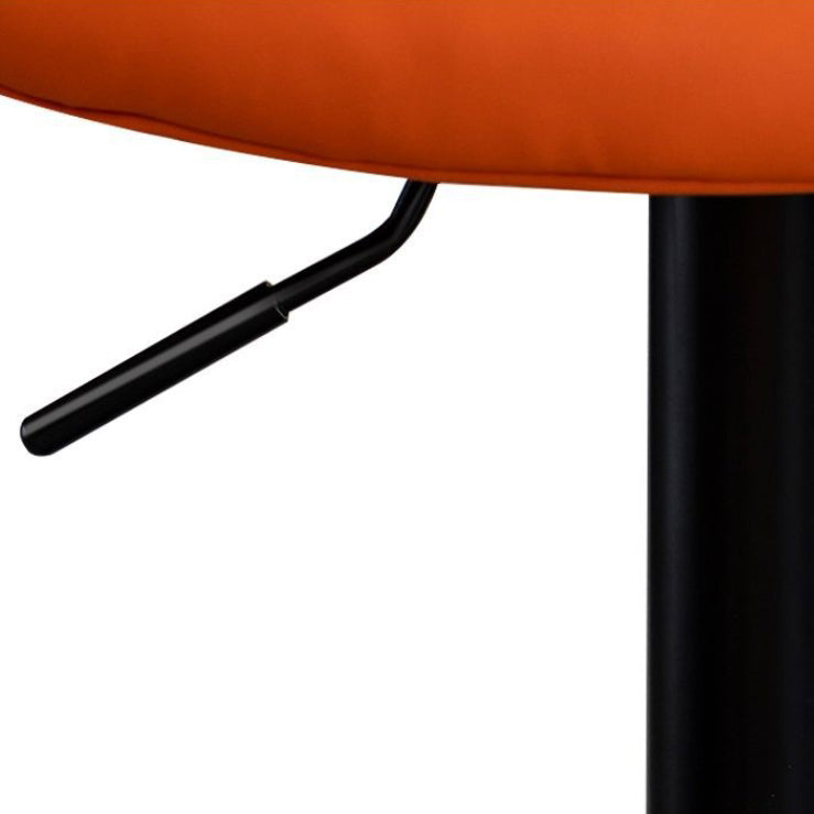 Contemporary Curved PU Leather Liftable Swivel Bar Stool with Backrest and Footrest for Dining Room