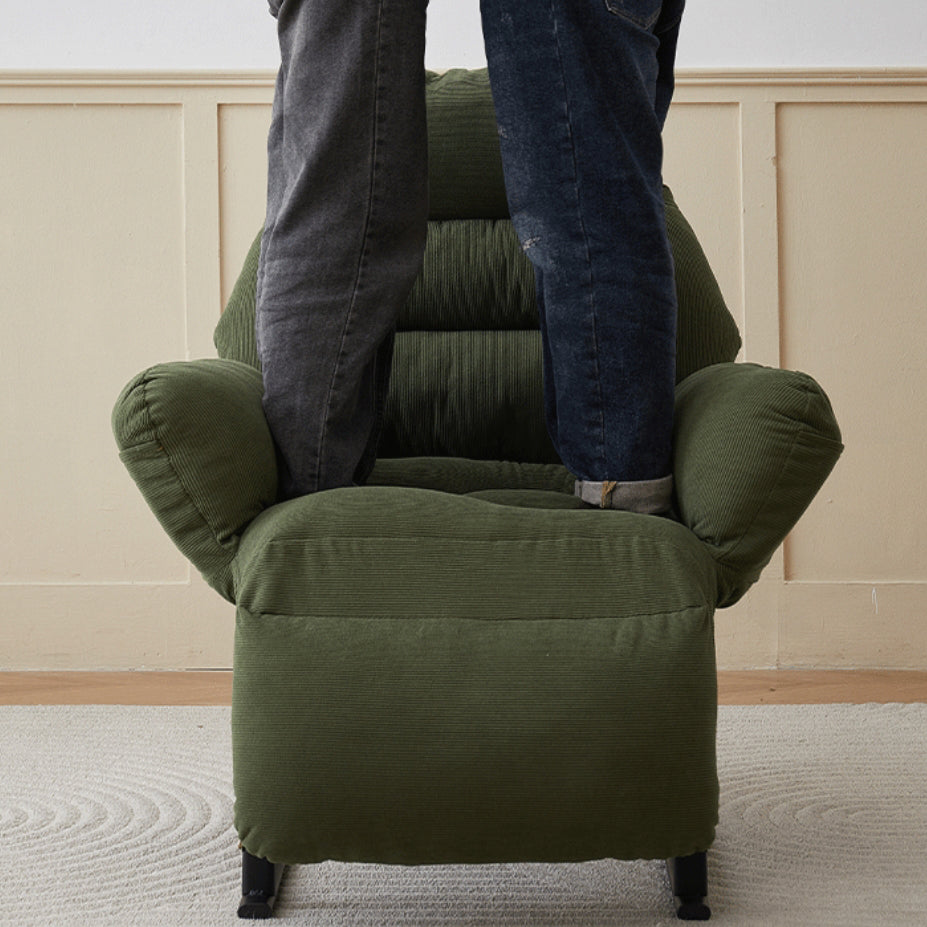 Modern Simplicity Corduroy Cotton Sponge Footrest – Adjustable Square Recliner with Iron & Carbon Steel Frame for Bedroom
