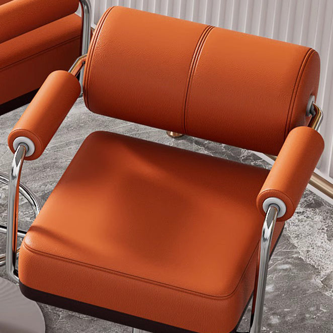 Luxurious Contemporary Faux Leather Upholstered Height-Adjustable Swivel Bar Stool with Armrests and Footrest for Dining Room
