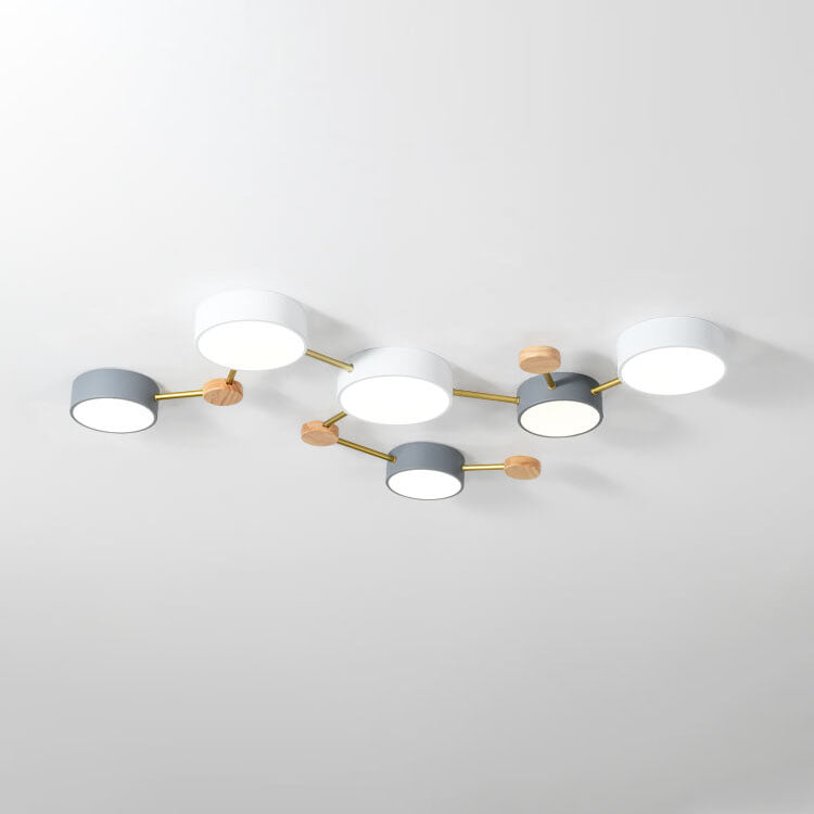 Scandinavian Minimalist Solid Wood & Iron LED Flush-Mount Light
