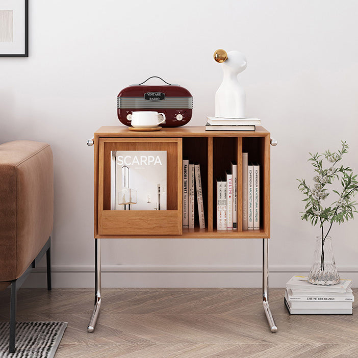 Modern Nordic Rectangular End Table – Wood & Steel, 2-Tier Living Room Accent