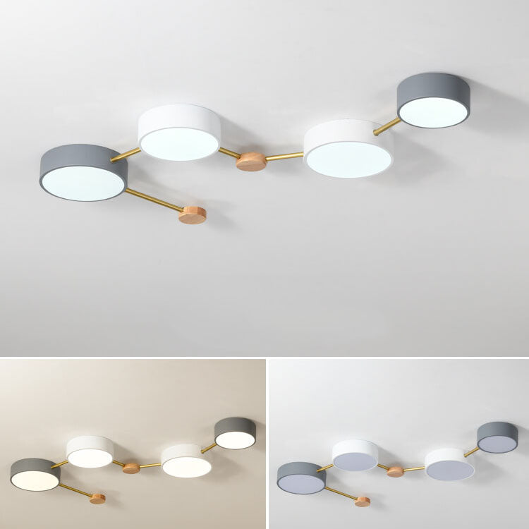 Scandinavian Minimalist Solid Wood & Iron LED Flush-Mount Light