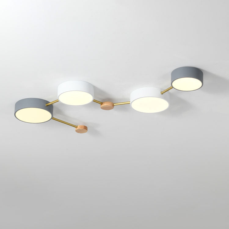 Scandinavian Minimalist Solid Wood & Iron LED Flush-Mount Light