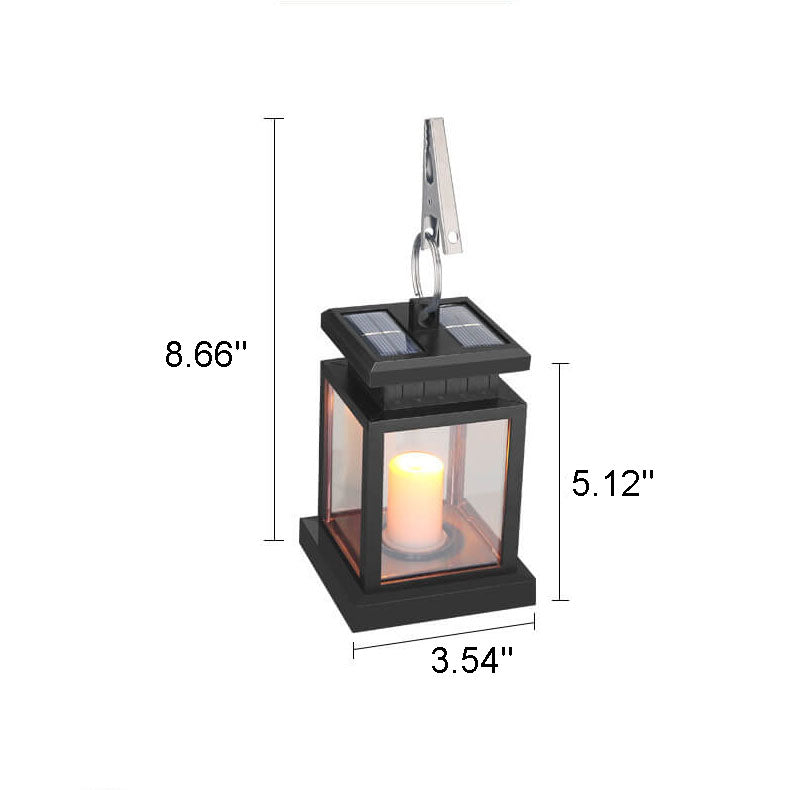 Solar-Powered Vintage Candle Lantern with LED — Outdoor Hanging Light