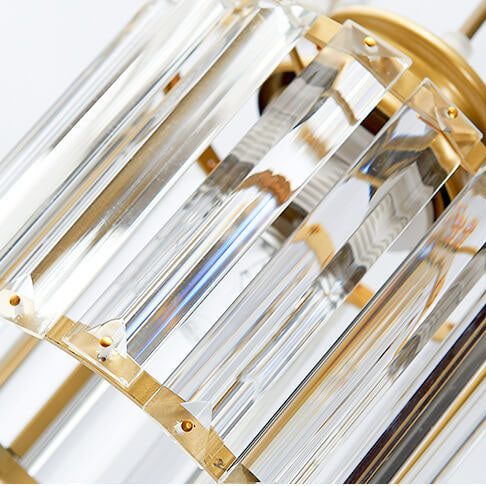 Sleek Modern Prismatic Crystal Cylinder Stairway Chandeliers – 6-Light
