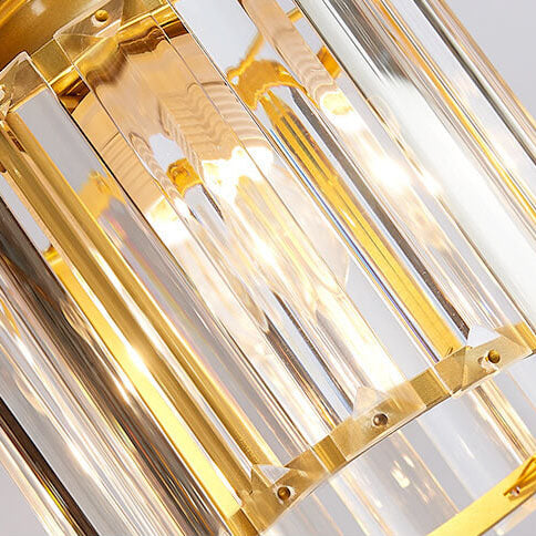Sleek Modern Prismatic Crystal Cylinder Stairway Chandeliers – 6-Light