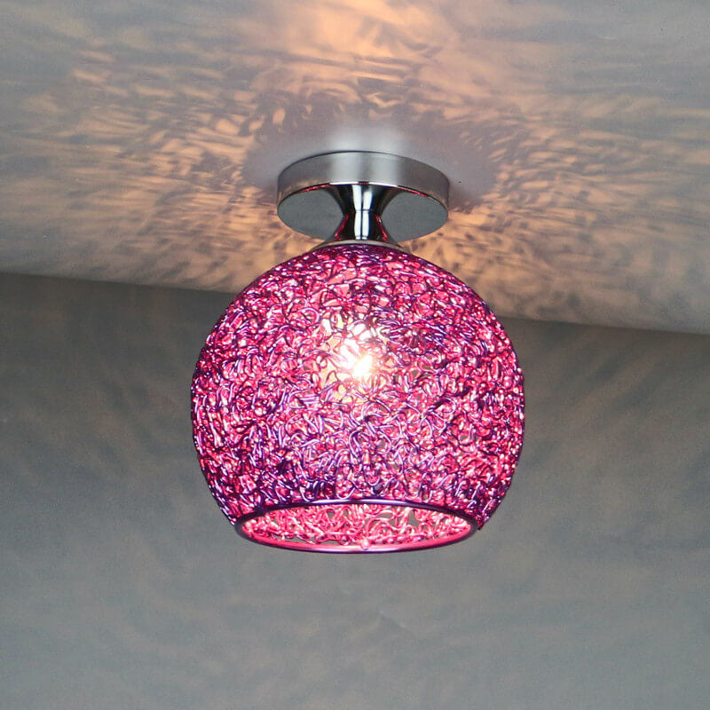 Modern Colorful 1-Light Dome Semi-Flush Ceiling Light