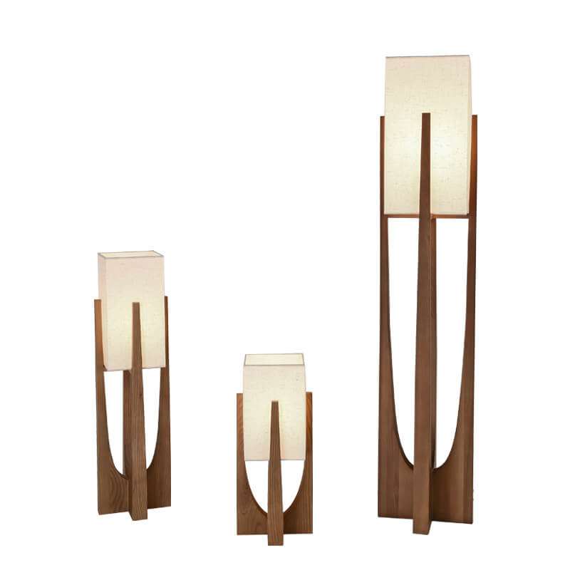 Chic Modern Floor Lamp with Fabric Shade and Solid Wood - 1-Light Standing Lamp