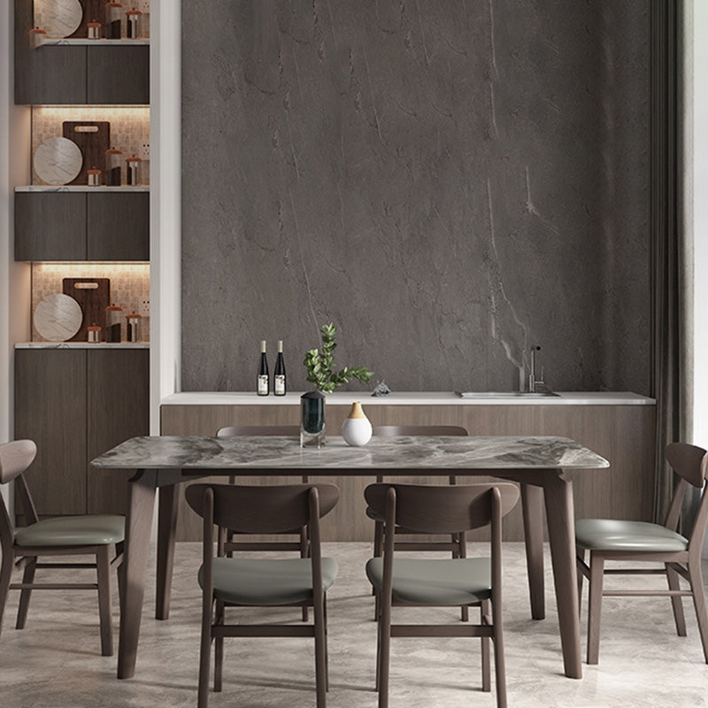Nordic Contemporary Rectangular Ash Wood Slab Dining Table & Chairs Set - Seats 4-6