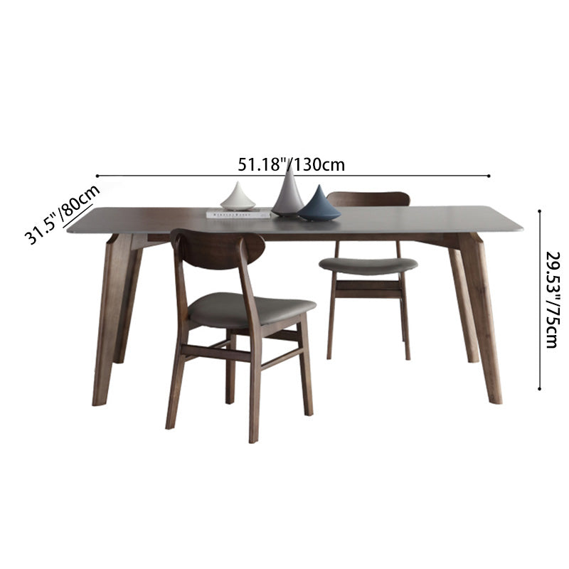 Nordic Contemporary Rectangular Ash Wood Slab Dining Table & Chairs Set - Seats 4-6