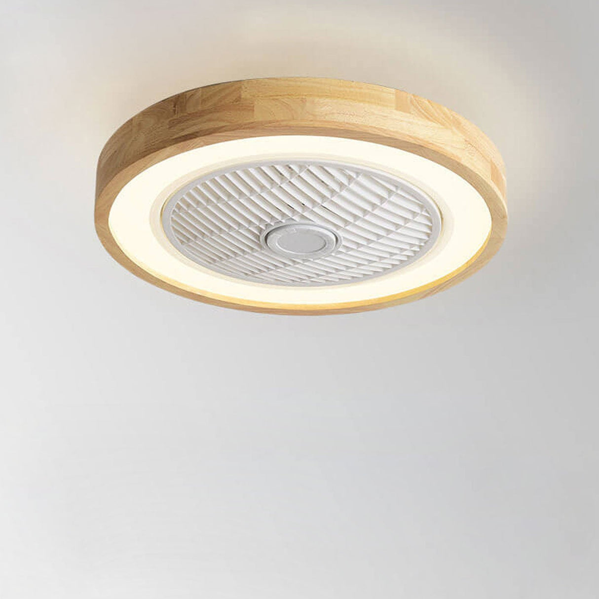 Sleek Modern Wood-Geometric LED Ceiling Fan Light — Semi-Flush Mount