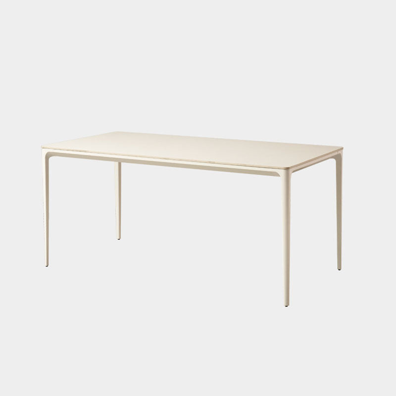 Modern Minimalist Rectangular Rock-Slab Aluminum Alloy Dining Table & Chair Set for 4