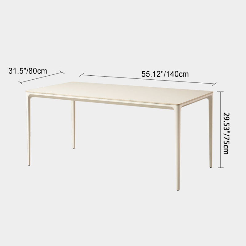 Modern Minimalist Rectangular Rock-Slab Aluminum Alloy Dining Table & Chair Set for 4
