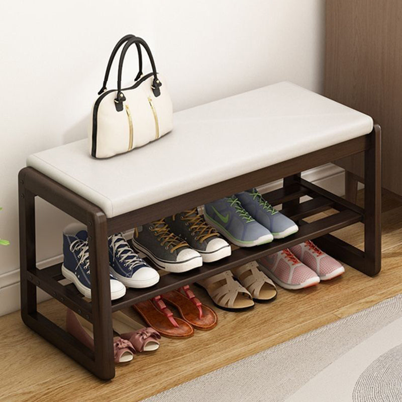 Sleek Contemporary Scandinavian Rectangular Solid-Wood Shoe Storage with 1 Shelf - Entryway Organizer