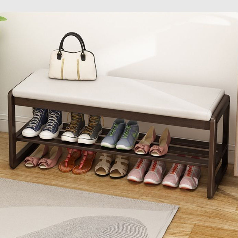 Sleek Contemporary Scandinavian Rectangular Solid-Wood Shoe Storage with 1 Shelf - Entryway Organizer