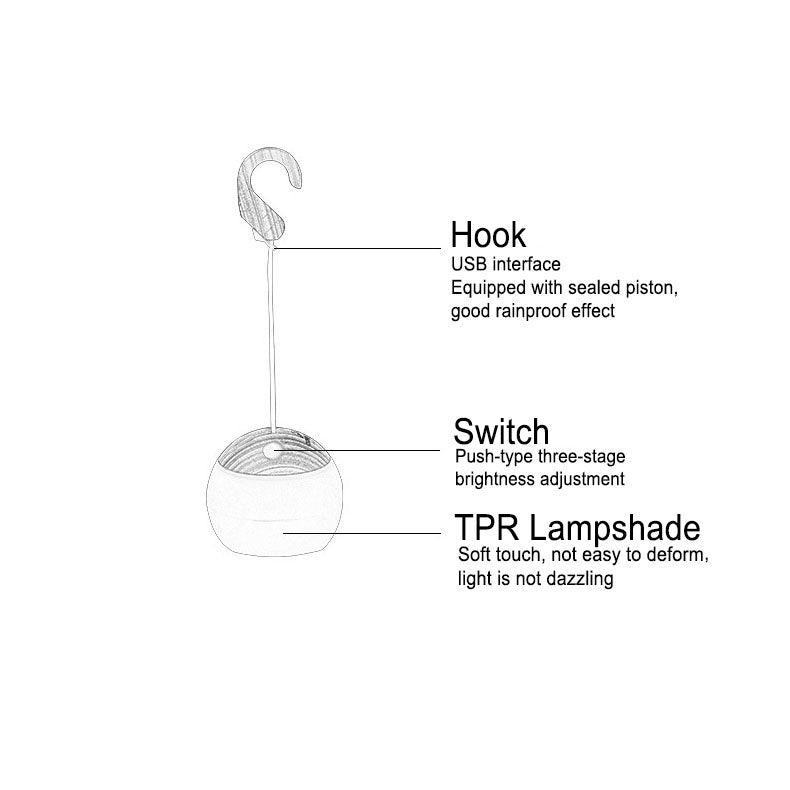Sleek Modern USB-Rechargeable LED Tent Light for Outdoor Camping — Hangable & Minimalist